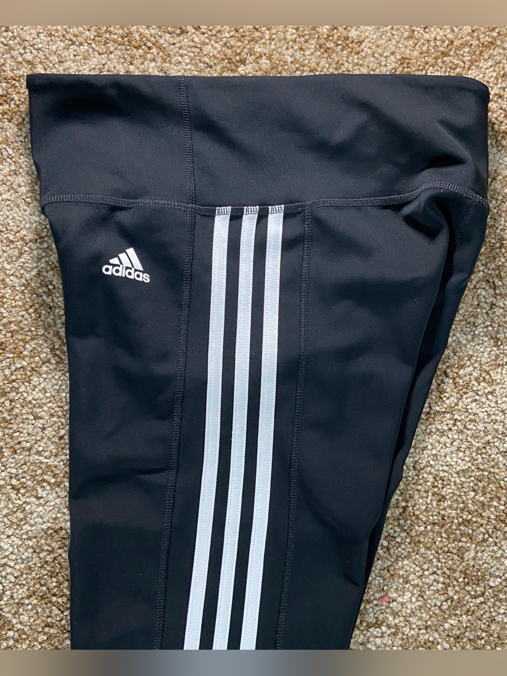 Adidas Climalite Black 3-Stripe High Rise Leggings Women’s Small Activewear - Picture 7 of 13